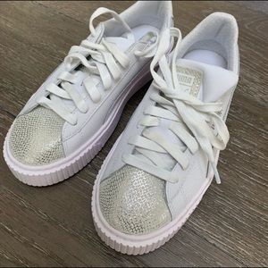 Puma Shoes - PUMA white and gold creeper sneakers NEW Puma Shoes - PUMA white and gold creeper sneakers NEW